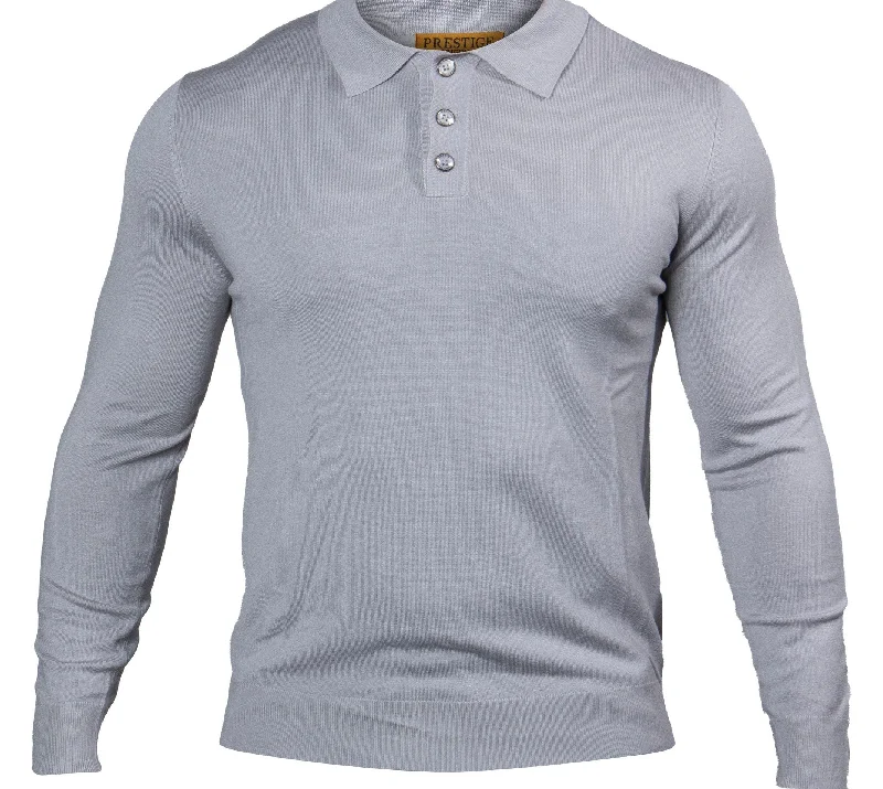 Prestige MCS-290 Long Sleeve 3 Buttons Polo Silver