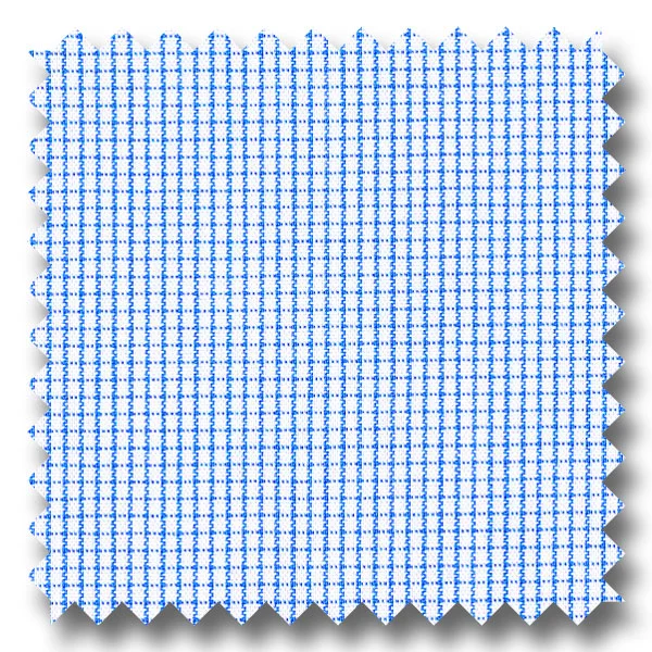 Instant Savings Medium Blue Mini Grid Check Broadcloth - Custom Dress Shirt