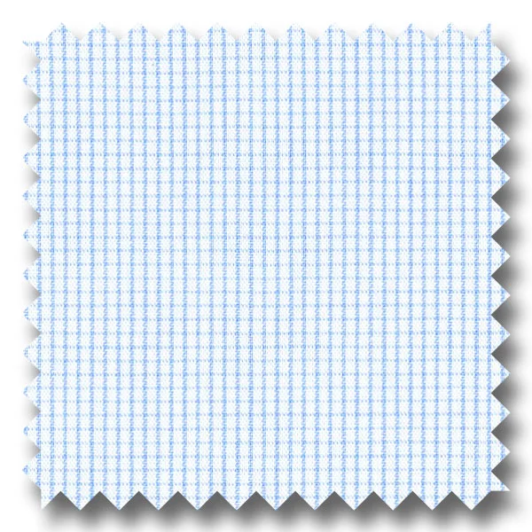 Great Bargain Light Blue Mini Grid Check Broadcloth - Custom Dress Shirt