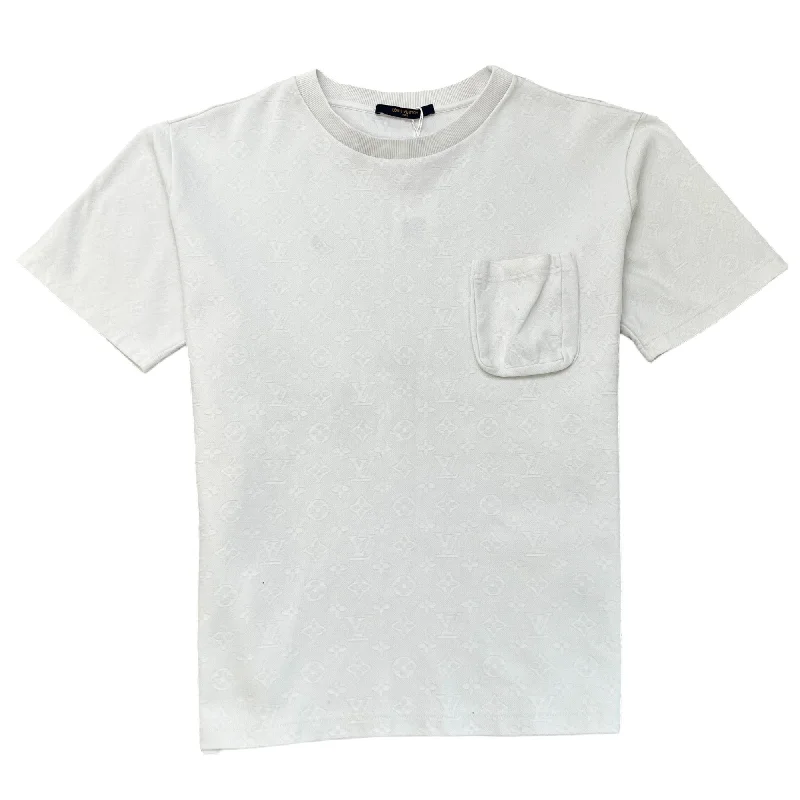 Overstock Men's Monogram 3D Pocket Short Sleeve Shirt White Size XL