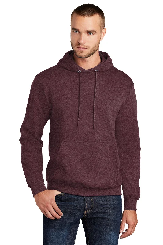 Port & Company Mens Core Pill Resistant Fleece Hooded Sweatshirt Hoodie w/ Pouch Pocket - Heather Athletic Maroon