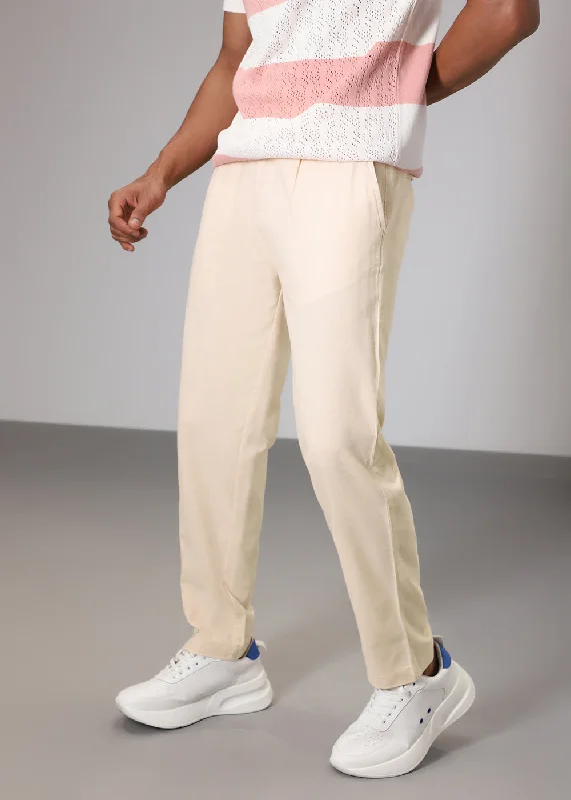 Take Advantage Ecru Cream Comfort Fit Linen Pant