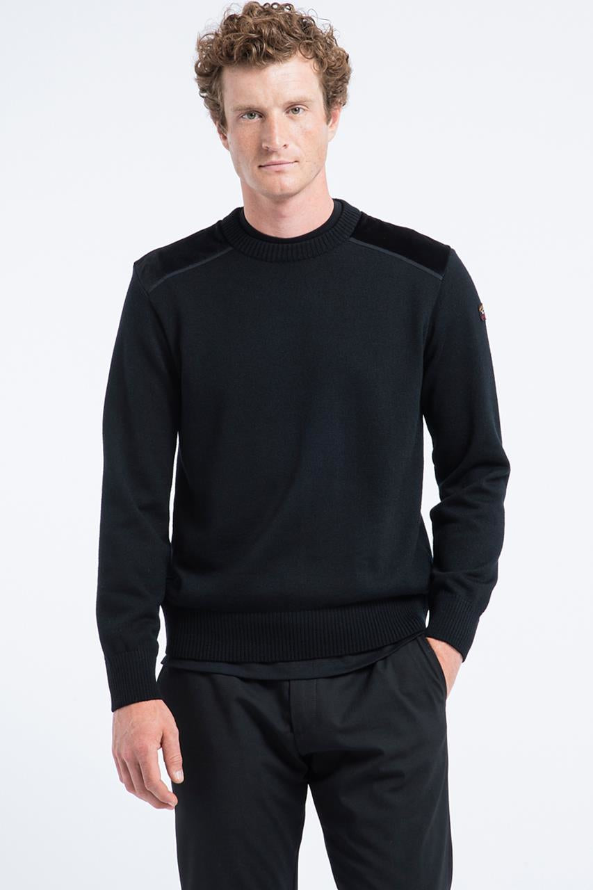 Knitted Wool Black Crewneck With Trim Sweater - Paul  & Shark