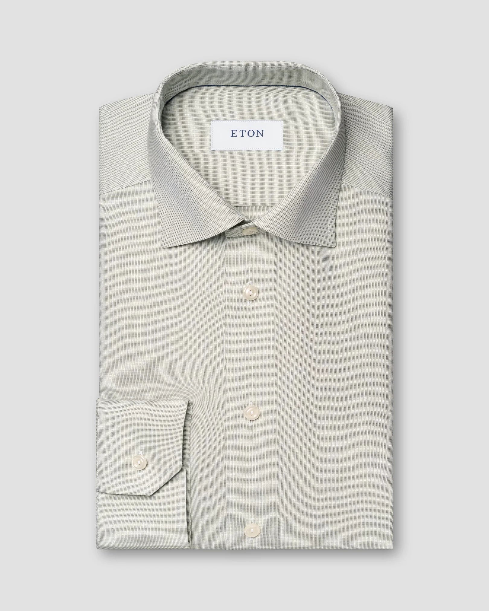 Can't Resist Mid-Green Semi-Solid Twill Contemporary Fit Shirt - ETON