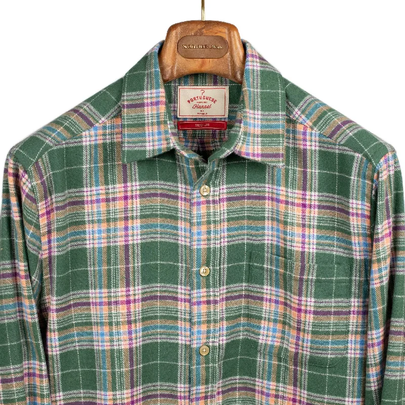 Olissipo shirt in green, purple, and orange plaid cotton flannel