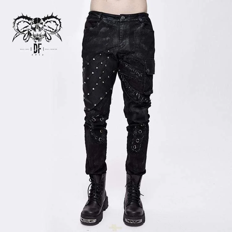 Men's Punk Rivets Straight-leg Pants