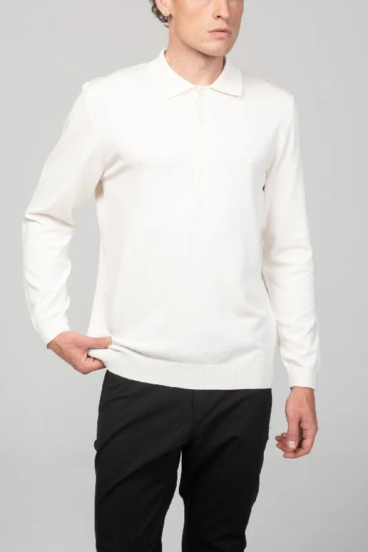Now Available Four Button Down Polo Sweater  - Ecru