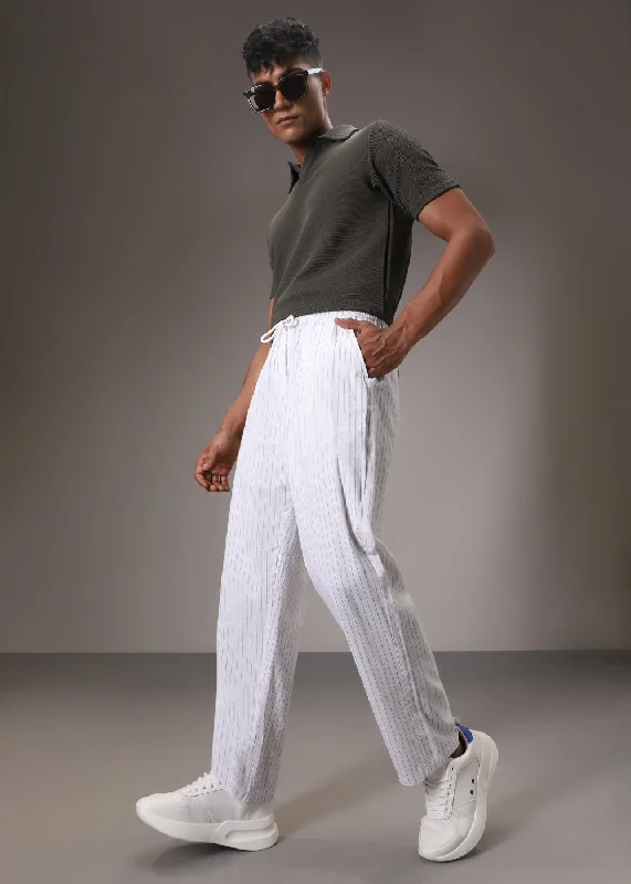 Steals and Deals White Pin Cotton Linen Pant