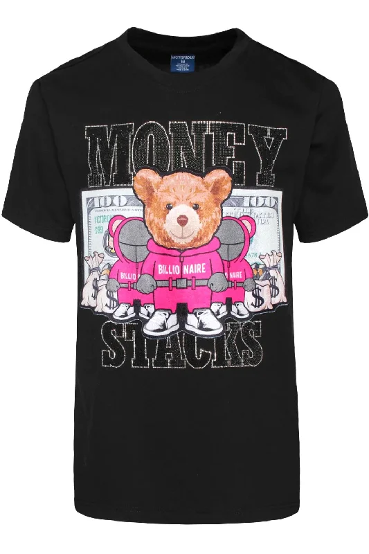 Big Discounts Money Stacks Crystal Embellished Bear T-Shirts