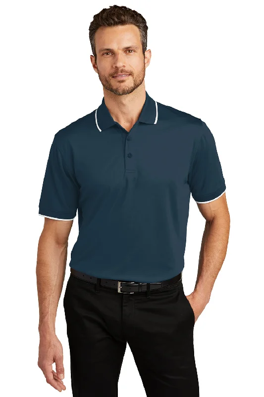 Amazing Deals Port Authority Mens Dry Zone Moisture Wicking Short Sleeve Polo Shirt - River Navy Blue/White