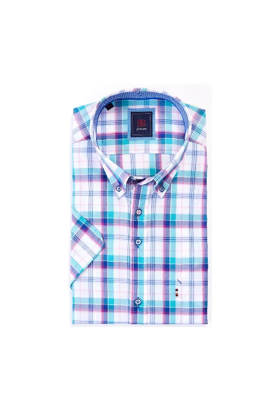 Andre Mespil Check Short Sleeve Shirt, Pink Multi