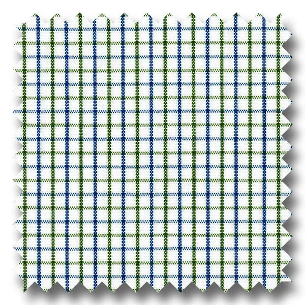 Daily Special Blue and Green Tattersall Check Broadcloth - Custom Dress Shirt