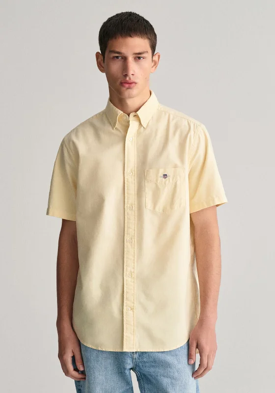 Special Price Gant Oxford Short Sleeve Shirt, Dusty Yellow