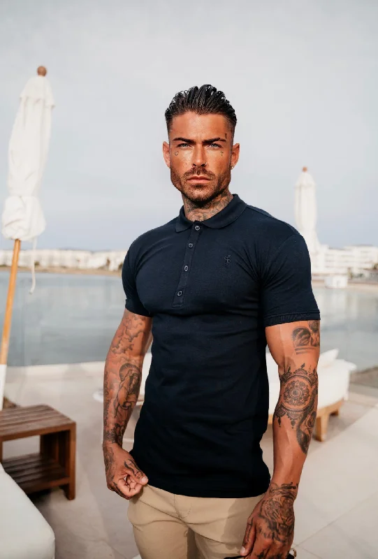 Big Discounts Father Sons Classic Navy Polo Shirt with Tonal Button and Embroidery - FSH825