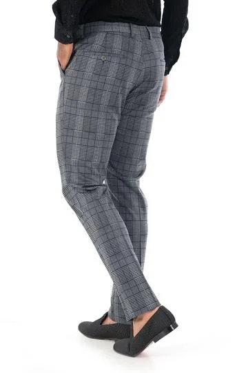 CP75 I BARABAS PLAID PANTS SLIM FIT I GREY-NAVY