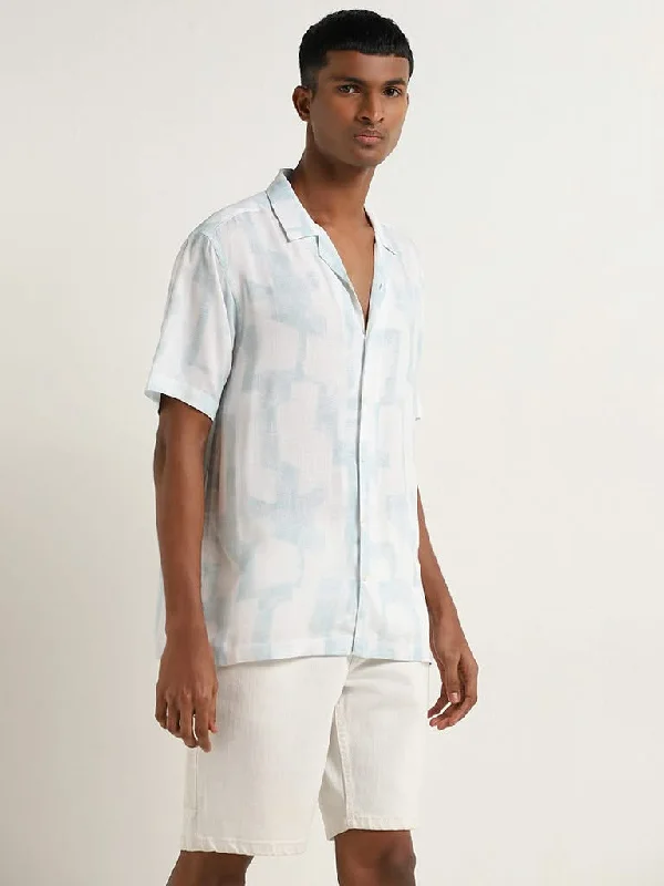 Nuon White Abstract Design Relaxed Fit Shirt