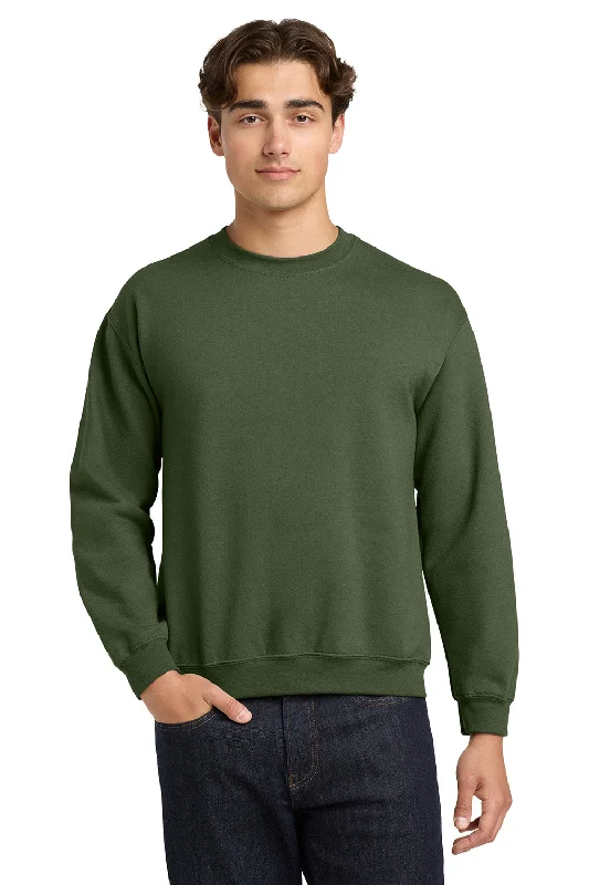 Crazy Deals Gildan Mens Pill Resistant Fleece Crewneck Sweatshirt - Military Green