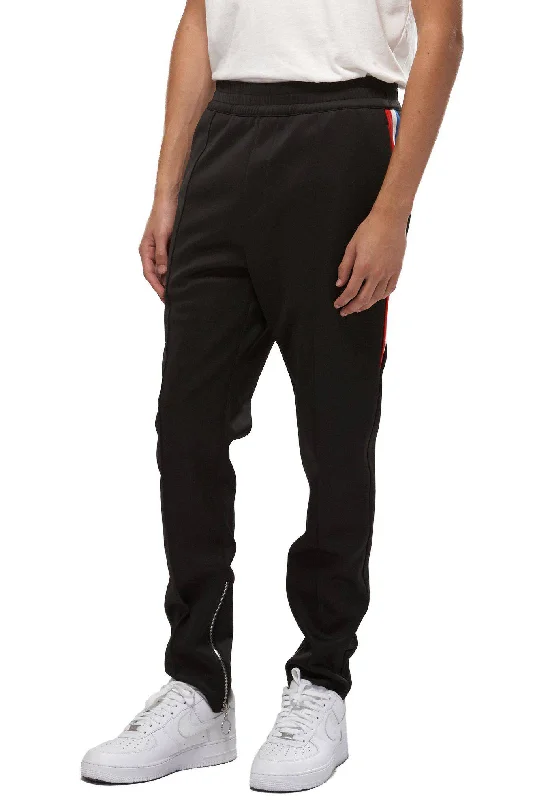 Value Deals Konus Men's Track Pants With Knit Tape detail in Black