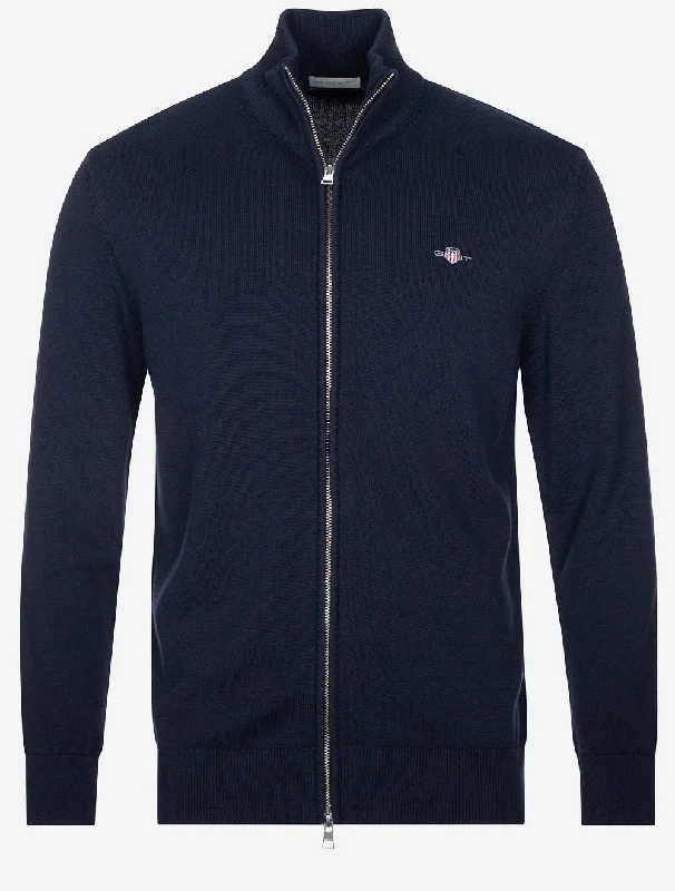 Cash Savings Lässiger Baumwoll-Cardigan mit Reißverschluss Evening Blue