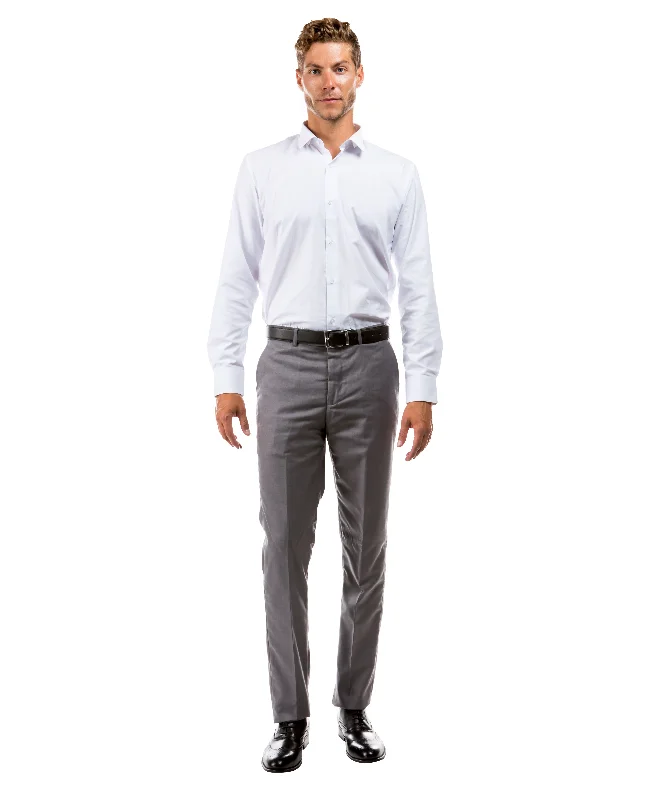 Mens Dress Pants Slim Fit UNHEMMED, Mid Grey