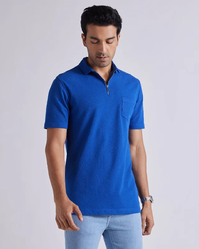 Signature Zipper Polo T-Shirt - Royal Blue