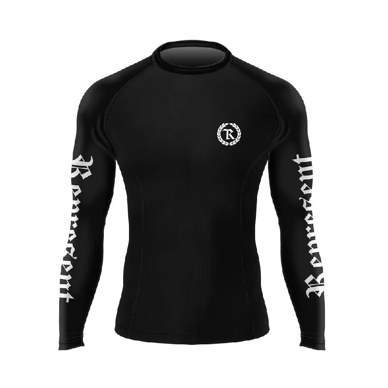Best Bargains Black Gang Jiu Jitsu Rash Guard Long Sleeve [BLACK X WHITE]