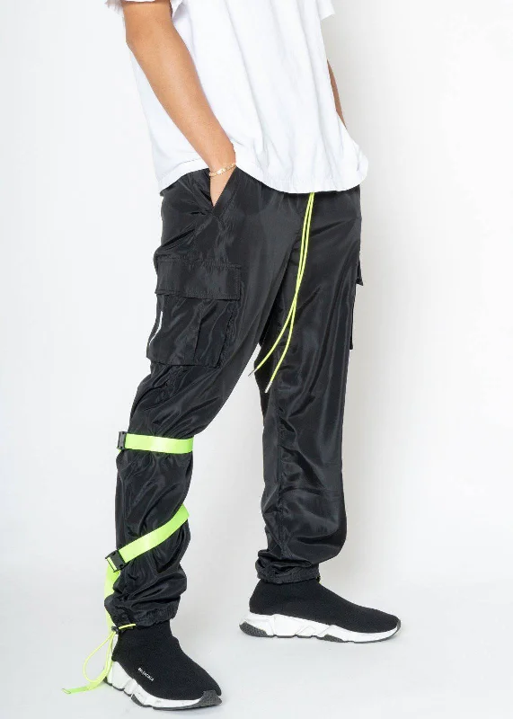Big Deal Blank State Men's Swishy Utility Cargo Pants in Black