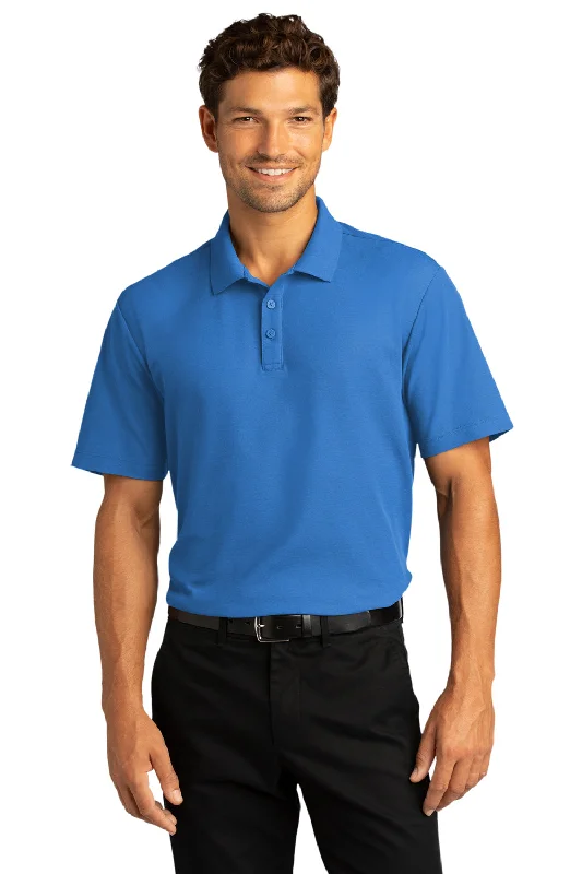 Port Authority Mens React SuperPro Snag Resistant Short Sleeve Polo Shirt - Strong Blue