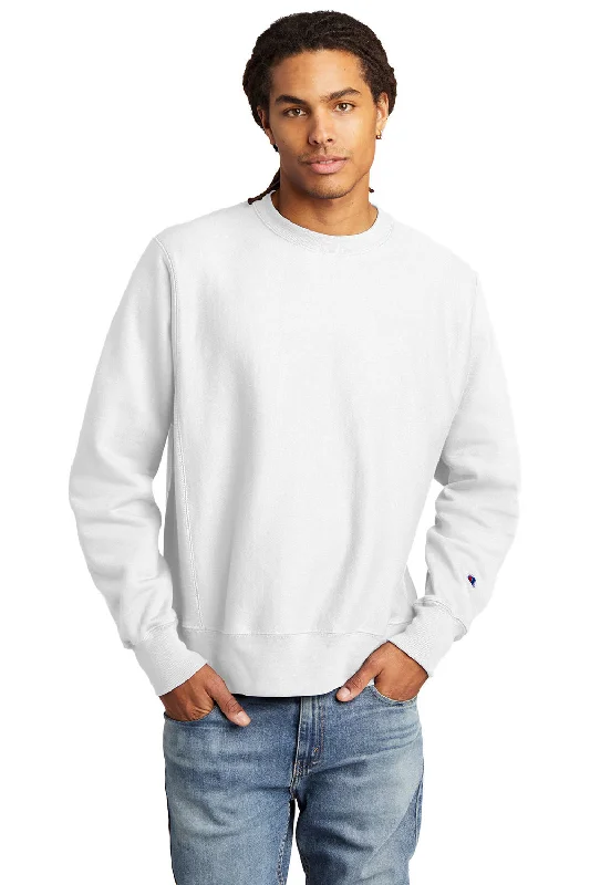 Deal of the Week Champion Mens Shrink Resistant Crewneck Sweatshirt - White