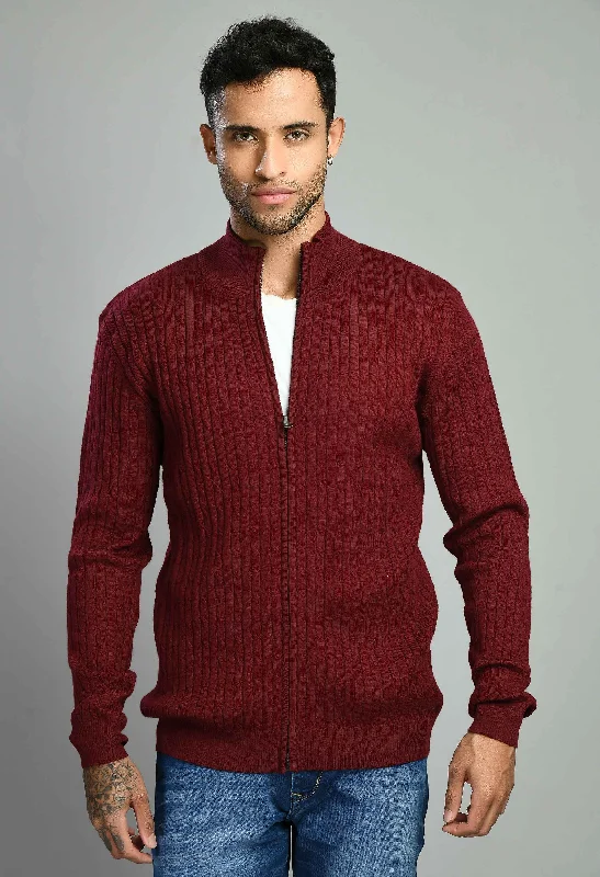 Maroon Full Zipper Sweater