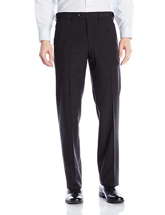 Extra Savings Palm Beach Wool/Poly Charcoal Flat Front Expander Pant Big and Tall