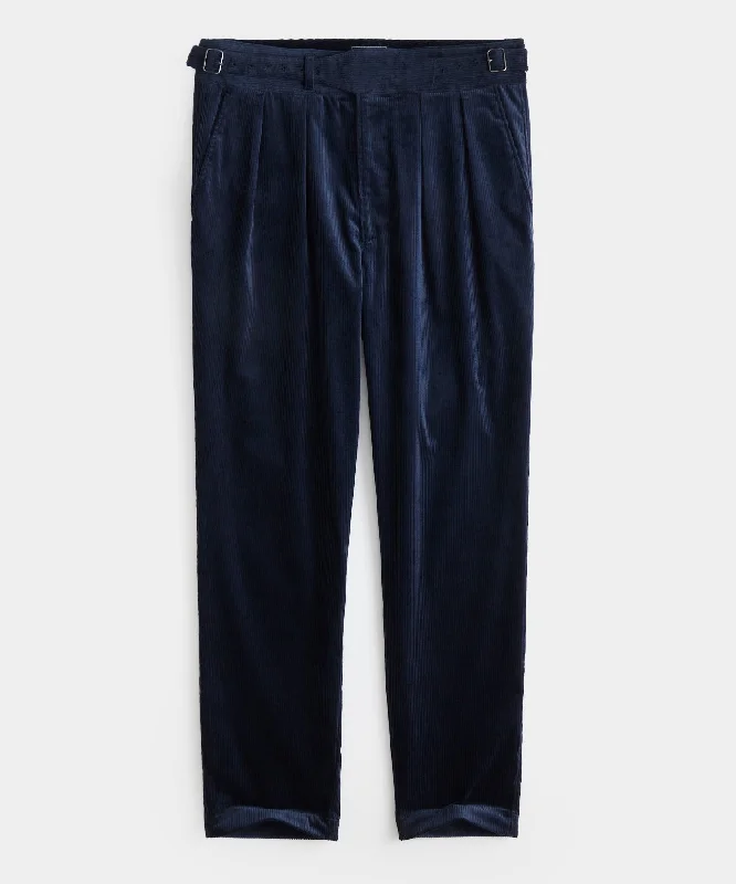 Italian Corduroy Gurkha Trouser in Navy