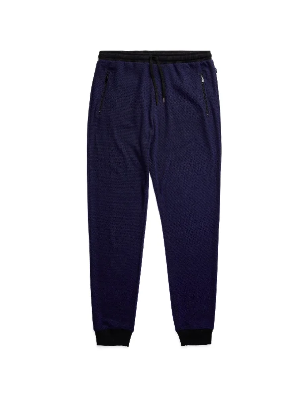 Half Price Black Blue Jacquard Knit Jogger