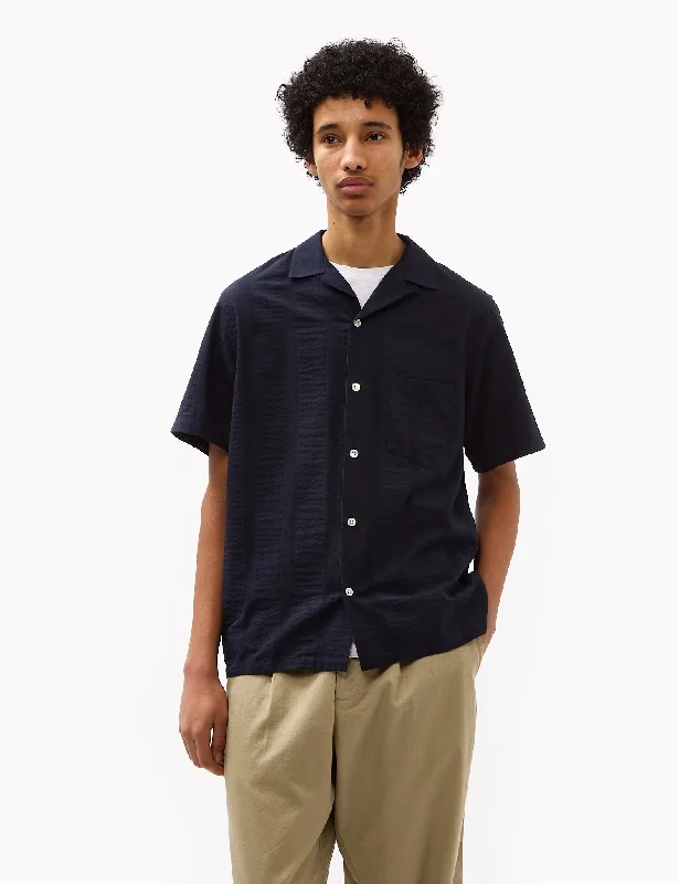 Weekend Offers That Impress Portuguese Flannel Praia Short Sleeve Shirt - Navy Blue
