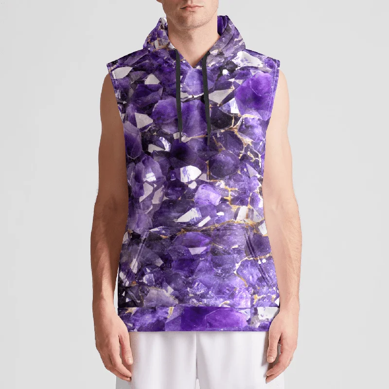 Weekend Shopping Extravaganza Amethyst Aura Mens Sleeveless Pullover Hoodie