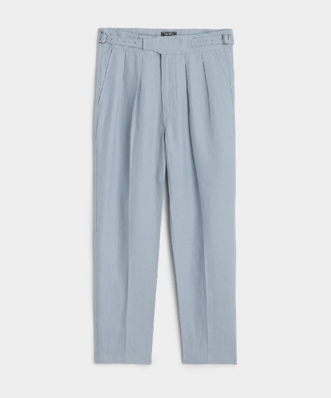 Irish Linen Gurkha Trouser in Steel Blue