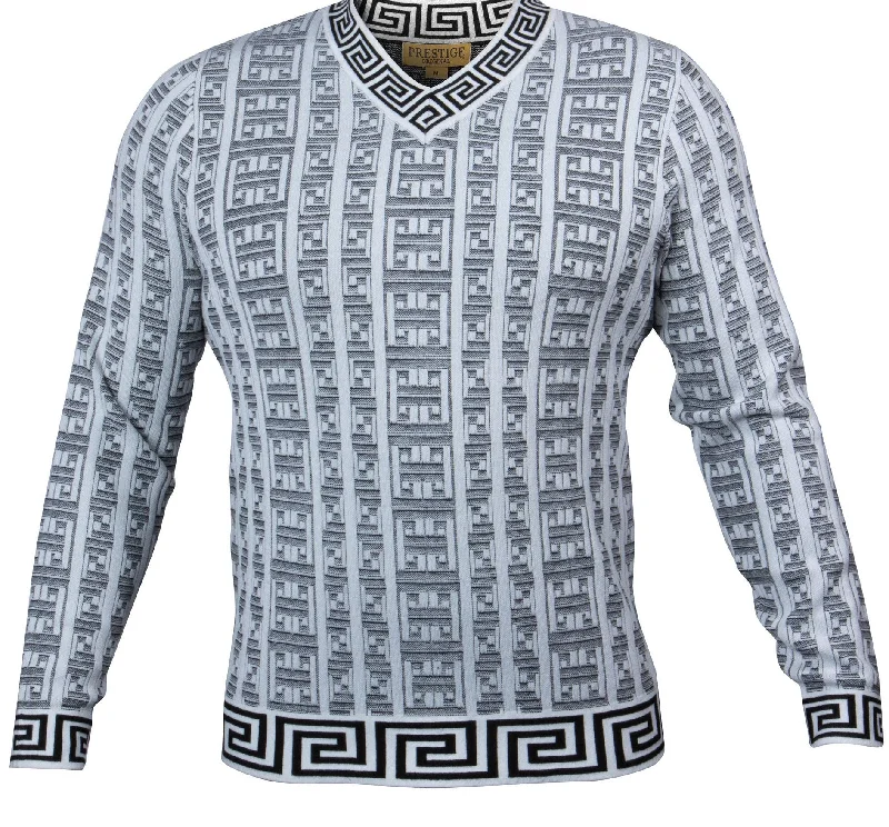 Prestige SW-460 Greek Textured Sweater White/Black