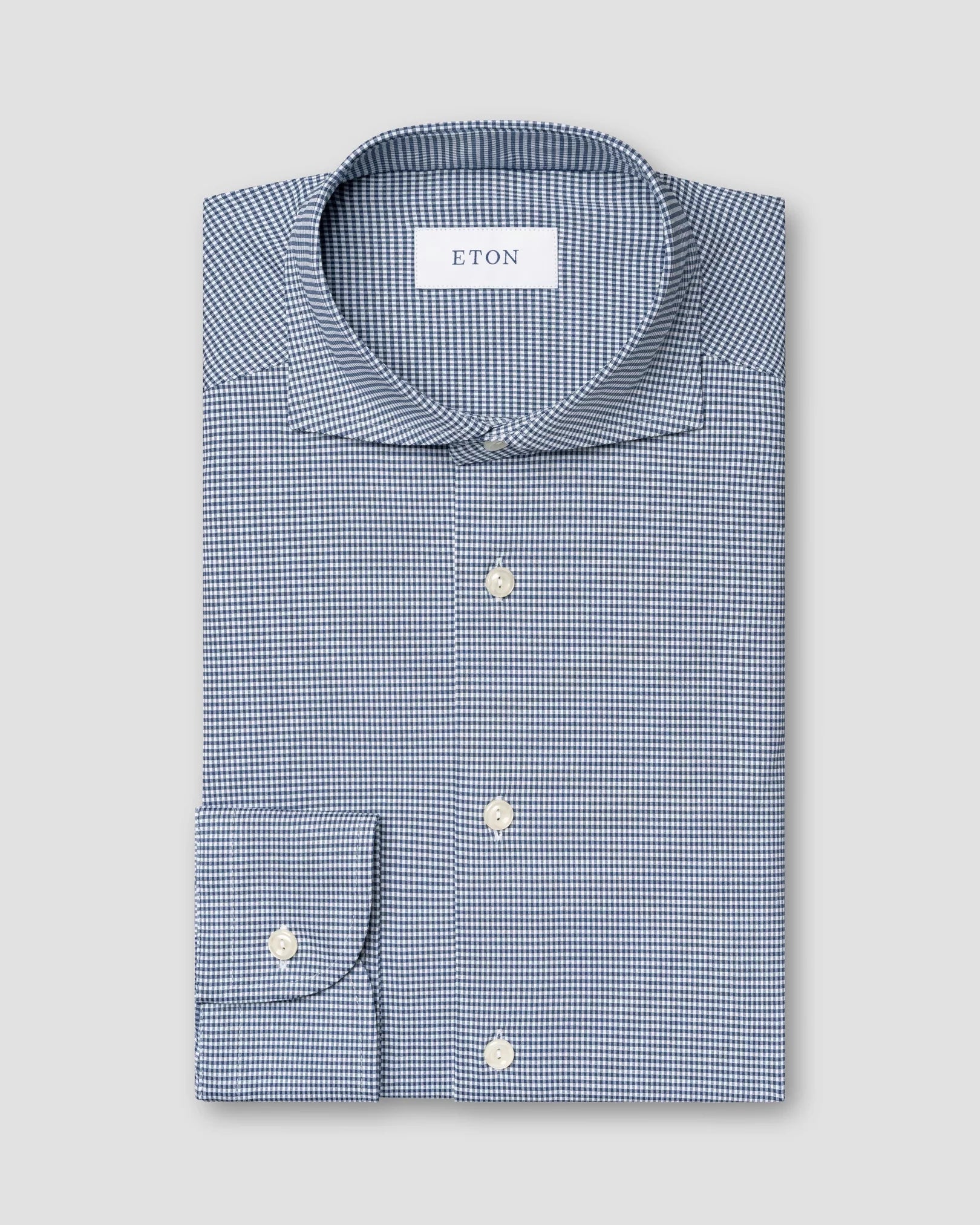 Weekend Discounts to Delight Dark Blue Four-Way Stretch Checked Slim Fit Shirt - ETON Weekend Discounts to Delight Dark Blue Four-Way Stretch Checked Slim Fit Shirt - ETON