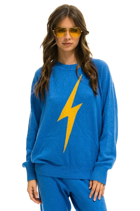 Act Now UNISEX BOLT CASHMERE LIGHT SWEATER - VINTAGE BLUE // BLUE BOLT