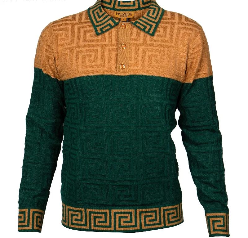 Prestige SW-464 3 Button Polo 2 Tone Sweater Gold