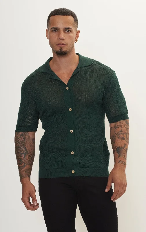 See Through Button Down Mesh Top - Green