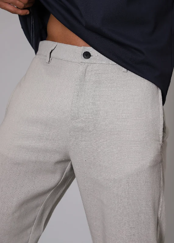 Unmissable Offer Light Grey Comfort Fit Linen Pant