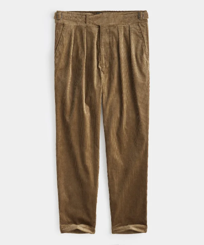 Italian Corduroy Gurkha Trouser in Khaki