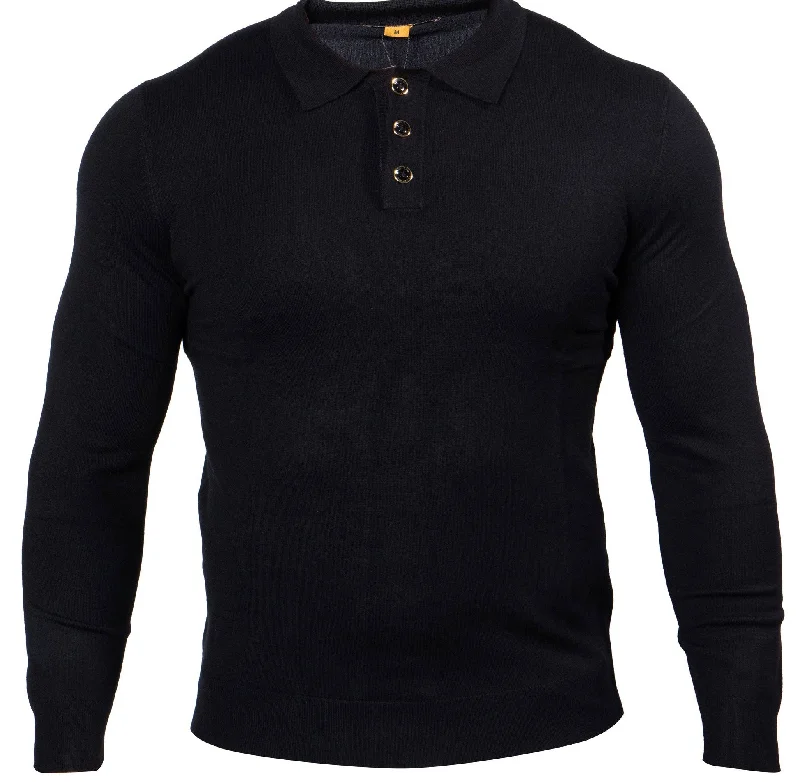 Prestige MCS-290 Long Sleeve 3 Buttons Polo Black