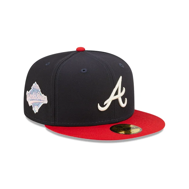Today’s Deal Atlanta Braves New Era Navy 1995 World Series Patch Pop Sweat 59FIFTY Fitted Hat Lilac Bottom