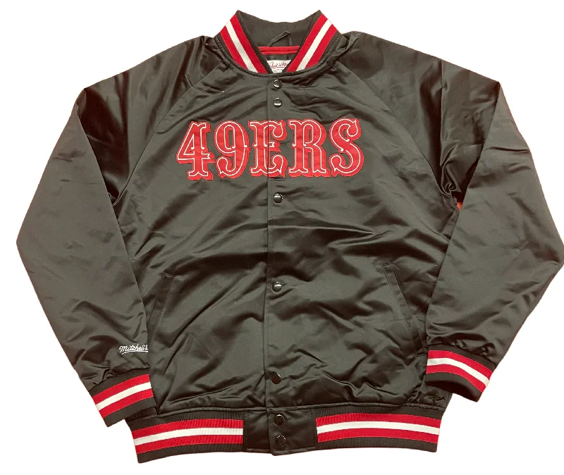 Price Reduction Mitchell & Ness San Francisco 49ers Lightweight Satin Jacket-Black/Red