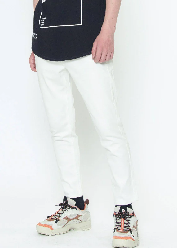 Super Savings Konus Men's Cropped Twill Pant With Dart Detail in White
