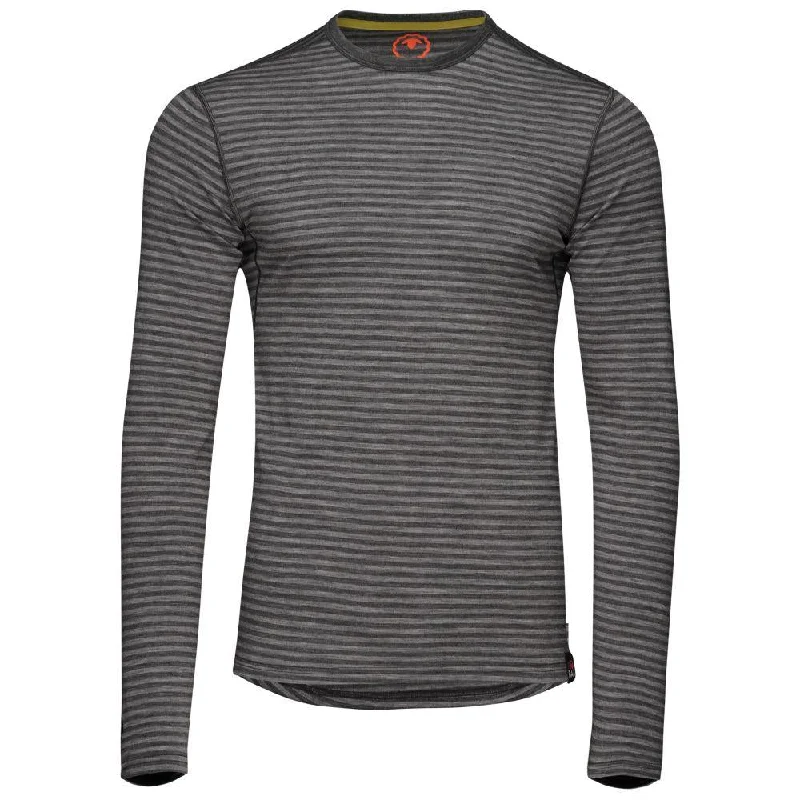 Limited Availability Mens Merino 180 Long Sleeve Crew (Mini Stripe Smoke/Charcoal)