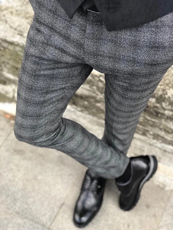 Adena Black Slim Fit Plaid Pants