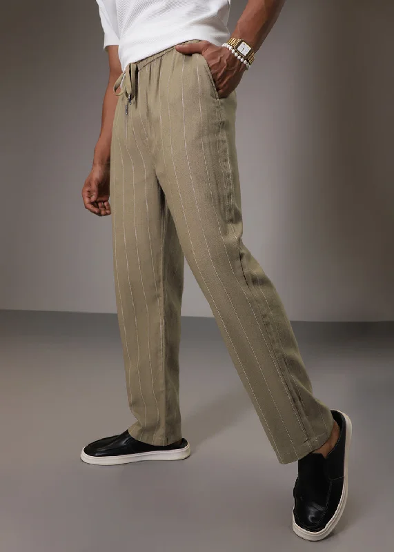 Closeout Brown Cotton Linen Pant